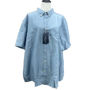 NWT Vineyard Vines Womens XXL Coastline Chambray Short Sleeve Shirt Preppy Class